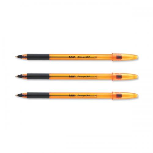 Bic Orange Grip Ball Pen Fine Translucent Barrel Tip 811925