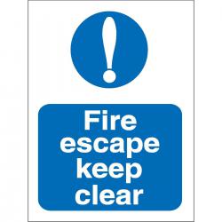 Cheap Stationery Supply of Stewart Superior Fire Escape Keep Clear Sign W150xH200mm Self-adhesive Vinyl M025SAV 686214 Office Statationery
