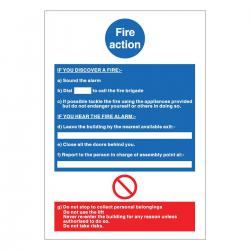 Cheap Stationery Supply of Stewart Superior Fire Action Sign W210xH297mm PVC M011PVC 687058 Office Statationery