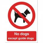 Stewart Superior P091SAV Self-Adhesive Vinyl Sign (150x200mm) - No Dogs Except Guide Dogs P091SAV