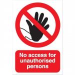 Stewart Superior FB019 Foamboard Sign (200x300mm) - No Access for Unauthorised Persons FB019