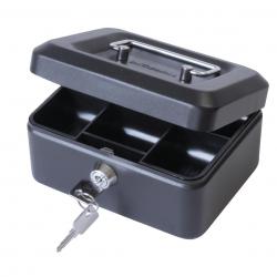 Cheap Stationery Supply of Cash Box with Lock & 2 Keys Removable Coin Tray 6 Inch W152xD115xH70mm Black 729034 Office Statationery