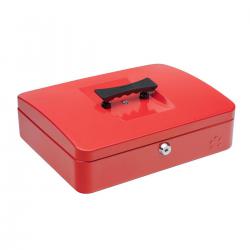 Cheap Stationery Supply of 5 Star Facilities Cash Box with 5-compartment Tray Steel Spring Lock 12 Inch W300xD240xH90mm Red 918931 Office Statationery