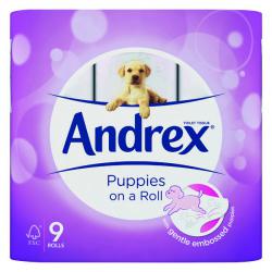 Cheap Stationery Supply of Andrex Puppies on a Roll Toilet Roll (Pack of 9) 4978748 AU03294 Office Statationery