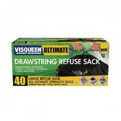 Cheap Stationery Supply of Visqueen Ultimate Drawstring Refuse Sack 80 Litre Black (Pack of 40) RS057770 BPI86421 Office Statationery