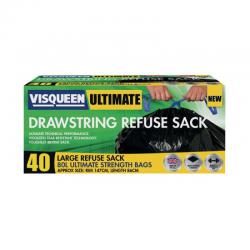 Cheap Stationery Supply of Visqueen Ultimate Drawstring Refuse Sack 80 Litre Black (Pack of 40) RS057770 BPI86421 Office Statationery