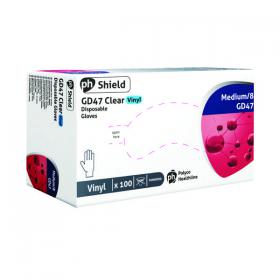 Shield Powdered Clear Medium Vinyl Gloves (Pack of 100) GD47