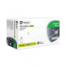 Shield Powder-Free Nitrile Gloves Large Blue (Pack of 100) GD19 HEA00974