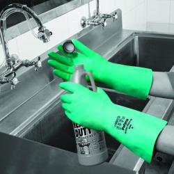 Cheap Stationery Supply of Polyco Nitri-Tech III Flock Lined Nitrile Synthetic Rubber Glove Size 9 Green 926 HEA80397 Office Statationery
