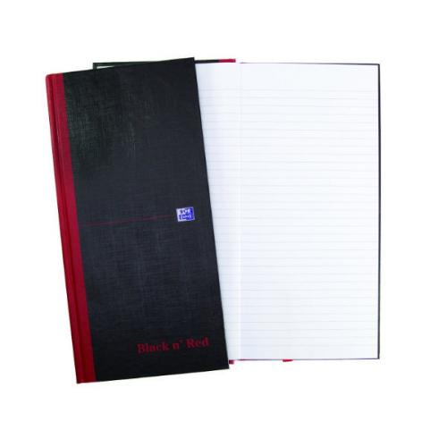 Black n Red Casebound Hardback Notebook 297 x 140mm Ruled JDL66374