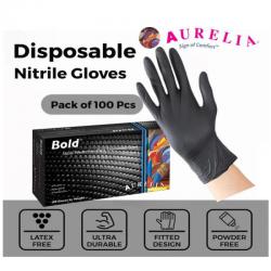 Cheap Stationery Supply of Bold Finger-Textured Black Powder Free LARGE Nitrile Gloves 100s NWT2229-L Office Statationery