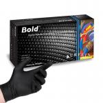 Bold Finger-Textured Black Powder Free MEDIUM Nitrile Gloves 100s NWT2229-M
