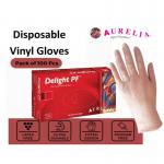 Delight Clear Powder Free MEDIUM Vinyl Gloves 100s NWT569-M