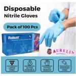 Robust Micro-Textured Blue Powder Free MEDIUM Nitrile Gloves 100s NWT571-M