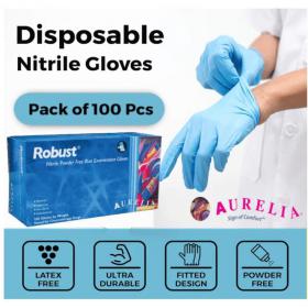 Robust Micro-Textured Blue Powder Free SMALL Nitrile Gloves 100s NWT571-S