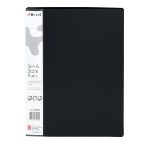 Rexel See and Store Display Book 20 Pocket A4 Black 10555BK RX10555BK