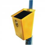 Yellow Post Mounted 28 Litre Litter Bin With Poly Liner 322991