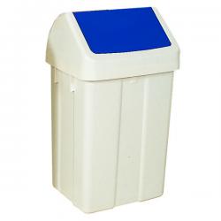 Cheap Stationery Supply of Plastic Swing Top Bin 50 Litre White With Blue Lid 330350 SBY13820 Office Statationery