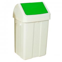 Cheap Stationery Supply of Plastic Swing Top Bin 50 Litre White With Green Lid 330351 SBY13821 Office Statationery