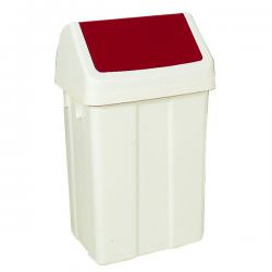 Cheap Stationery Supply of Plastic Swing Top Bin 50 Litre White With Red Lid 330352 SBY13822 Office Statationery