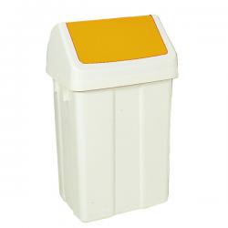 Cheap Stationery Supply of Plastic Swing Top Bin 50 Litre White with Yellow Lid 330353 SBY13823 Office Statationery