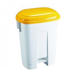 Cheap Stationery Supply of Derby Plastic Pedal Bin 60 Litre White/Yellow 348014 SBY14761 Office Statationery