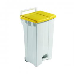 Cheap Stationery Supply of Grey 90 Litre Plastic Pedal Bin with Yellow Lid 357002 SBY16299 Office Statationery