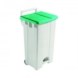 Cheap Stationery Supply of Grey 90 Litre Plastic Pedal Bin with Green Lid 357005 SBY16302 Office Statationery
