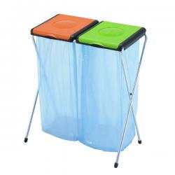 Cheap Stationery Supply of VFM Orange/Green 2-Compartment Recycling Sack Holder 60 Litres 370573 SBY18502 Office Statationery