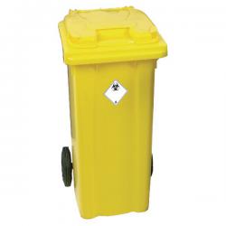 Cheap Stationery Supply of Yellow Clinical Waste 2 Wheel Refuse Container 120 Litres 377918 SBY22239 Office Statationery