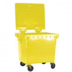 Cheap Stationery Supply of Yellow Clinical Waste 1100 Litre Refuse Container With Flat Lid 377921 SBY22242 Office Statationery