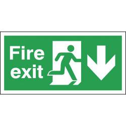 Cheap Stationery Supply of Safety Sign Fire Exit Running Man Arrow Down 150x450mm PVC FX04211R SR11131 Office Statationery