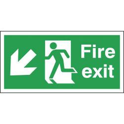 Cheap Stationery Supply of Safety Sign Fire Exit Running Man Arrow Down/Right 150x450mm PVC FX04111R SR11132 Office Statationery