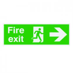 Cheap Stationery Supply of Safety Sign Niteglo Fire Exit Running Man Arrow Right 150x450mm PVC FX04411M SR11150 Office Statationery