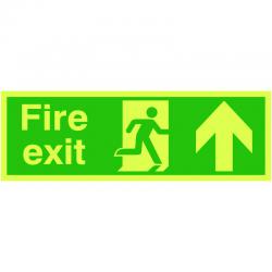 Cheap Stationery Supply of Safety Sign Niteglo Fire Exit Running Man Arrow Up 150x450mm PVC FX04711M SR11151 Office Statationery