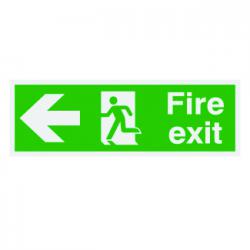 Cheap Stationery Supply of Safety Sign Niteglo Fire Exit Running Man Arrow Left 150x450mm PVC FX04311M SR11152 Office Statationery