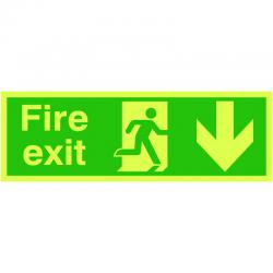 Cheap Stationery Supply of Safety Sign Niteglo Fire Exit Running Man Arrow Down 150x450mm PVC FX04211M SR11153 Office Statationery