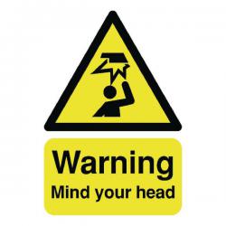 Cheap Stationery Supply of Safety Sign Warning Mind Your Head A5 Self-Adhesive HA25551S SR11201 Office Statationery