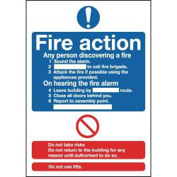 Cheap Stationery Supply of Safety Sign Fire Action Standard A5 PVC (Can fill in site speCIFic information) FR03551R SR11224 Office Statationery