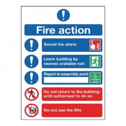 Cheap Stationery Supply of Safety Sign Fire Action Symbol A5 FR099A5 SR11226 Office Statationery