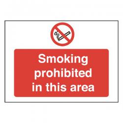 Cheap Stationery Supply of Safety Sign Smoking Prohibited in This Area 450x600mm PVC P35Z/R SR71072 Office Statationery