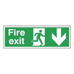 Cheap Stationery Supply of Safety Sign Fire Exit Running Man Arrow Down 150x450mm Self-Adhesive E100A/S SR71172 Office Statationery