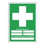Safety Sign First Aid 600x450mm PVC E91A/R
