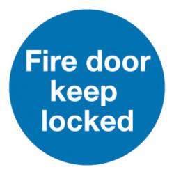 Cheap Stationery Supply of Safety Sign Fire Door Keep Locked 100x100mm Self-Adhesive (Pack of 5) KM72A/S SR71260 Office Statationery