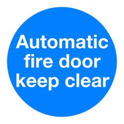Cheap Stationery Supply of Safety Sign Automatic Fire Door 100x100mm Self-Adhesive (Pack of 5) KM73AS SR71262 Office Statationery