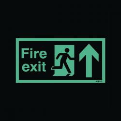 Cheap Stationery Supply of Safety Sign Niteglo Fire Exit Running Man Arrow Up 150x450mm Self-Adhesive NG24A/S SR71666 Office Statationery