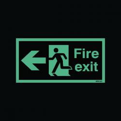 Cheap Stationery Supply of Safety Sign Niteglo Fire Exit Running Man Arrow Left 150x450mm Self-Adhesive NG27A/S SR71668 Office Statationery
