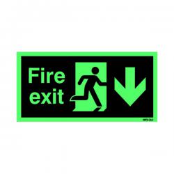 Cheap Stationery Supply of Safety Sign Niteglo Fire Exit Running Man Arrow Down 150x450mm Self-Adhesive NG28A/S SR71671 Office Statationery