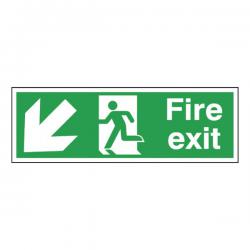 Cheap Stationery Supply of Safety Sign Fire Exit Running Man Arrow Down/Left 150x450mm Self-Adhesive E97SS SR71725 Office Statationery