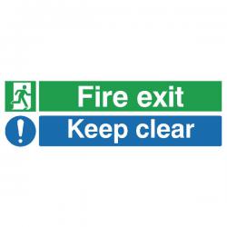 Cheap Stationery Supply of Safety Sign Fire Exit Keep Clear 150x450mm PVC EC08S/R SR71732 Office Statationery